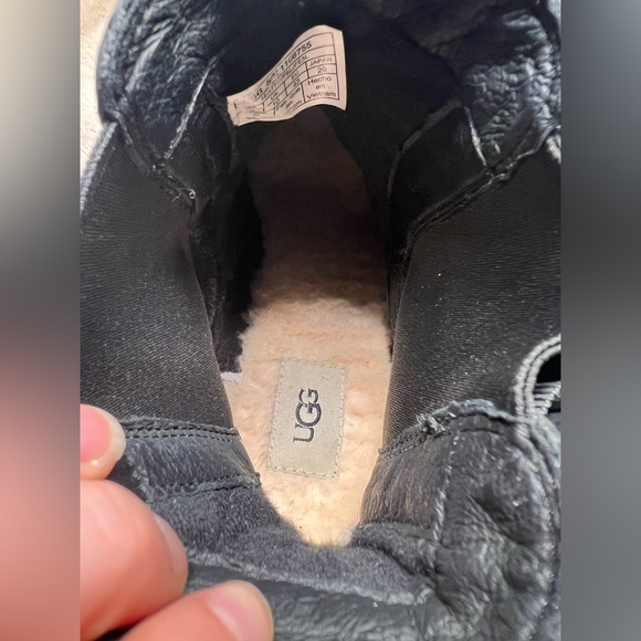 UGG Women's Arleta waterproof leather ankle wedge boots in black size 12 - Picture 7 of 9